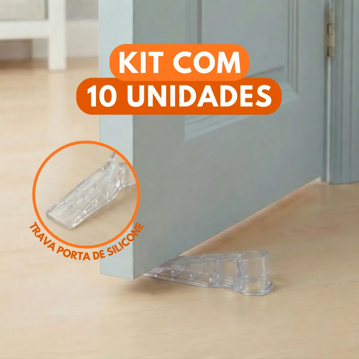 Kit 10 Aparadores Trava Porta Cunha Silicone Transparente
