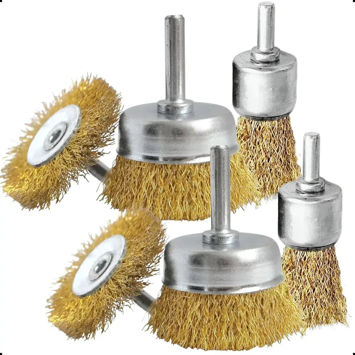 Kit 6 Escovas de Aço LOJALEONICSHOP Para Furadeira Polimento e Limpeza