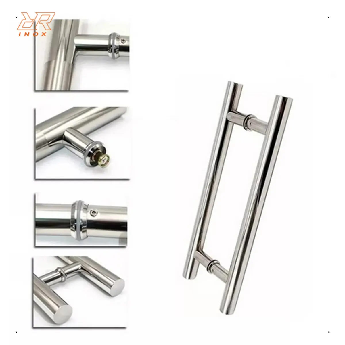Puxador Redondo Aço Inox 40cm Portas Madeira/vidro Polido Alto Brilho