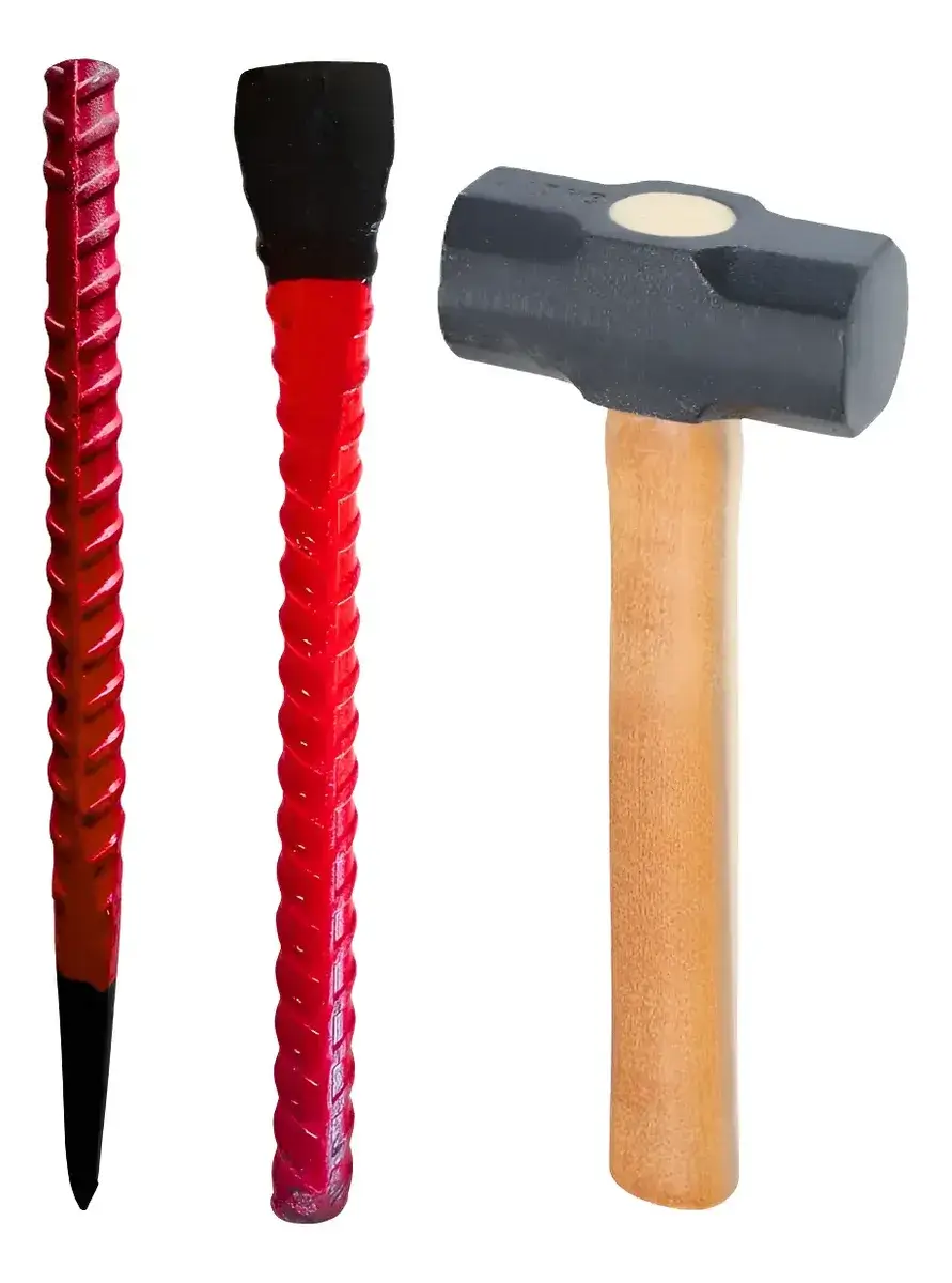 Kit Marreta 1kg + Talhadeira + Ponteiro 3/4 Construção Obra