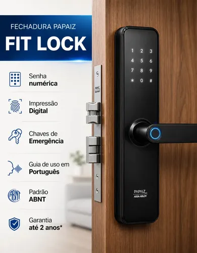Fechadura Eletrônica Papaiz Fit Lock com Senha e Biometria