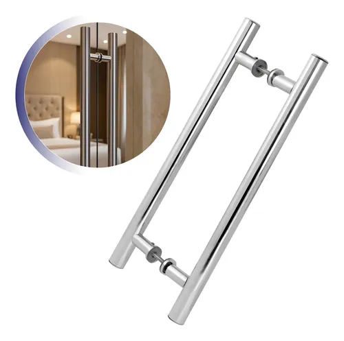 Puxador Duplo Alumínio Tubular 50 cm para Porta Pivotante